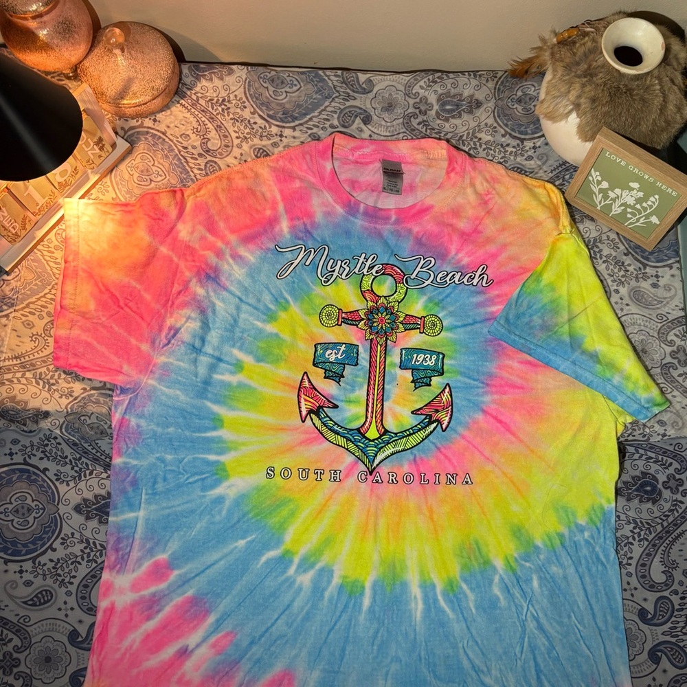 Gildan Pink and Blue Tie-Dye T-Shirt
